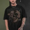 Youngla Shirts<4116-Floral Skull Tees