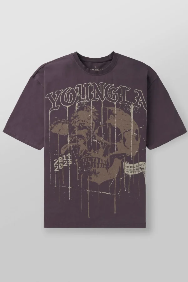 Youngla Shirts<4116-Floral Skull Tees
