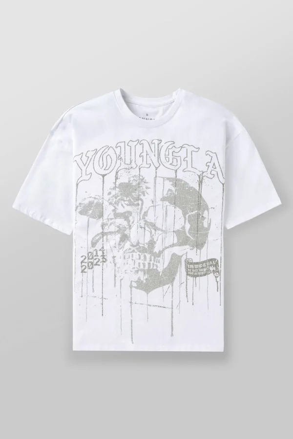 Youngla Shirts<4116-Floral Skull Tees
