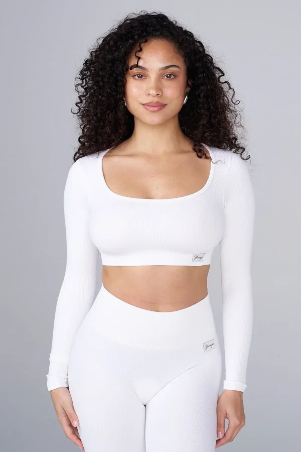 Youngla Tops<W449 Ribbed Seamless Longsleeve Crop