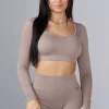 Youngla Tops<W449 Ribbed Seamless Longsleeve Crop