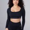 Youngla Tops<W449 Ribbed Seamless Longsleeve Crop
