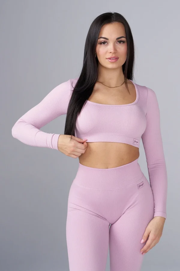 Youngla Tops<W449 Ribbed Seamless Longsleeve Crop