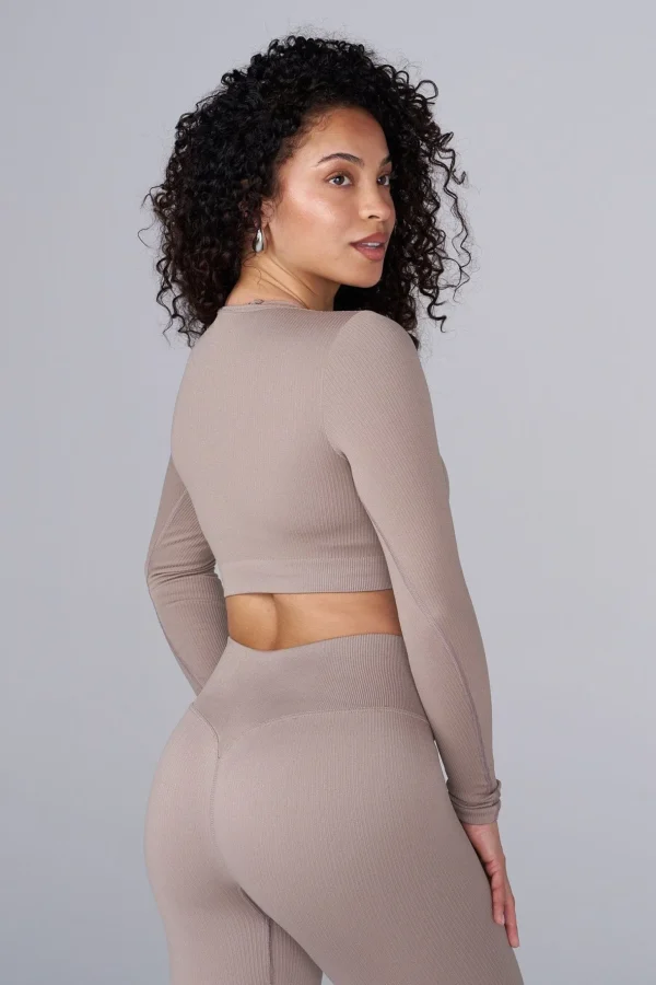 Youngla Tops<W449 Ribbed Seamless Longsleeve Crop