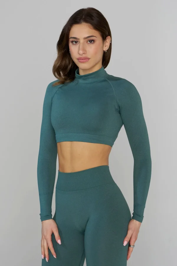 Youngla Tops<W445 Seamless Curve Longsleeve Crop