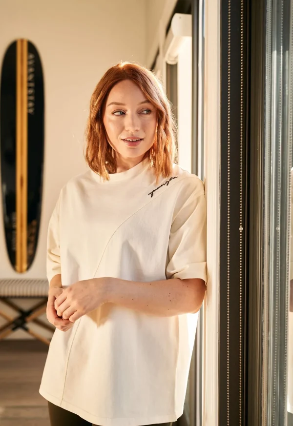 Youngla Tops<W431-Curve Oversize Tee