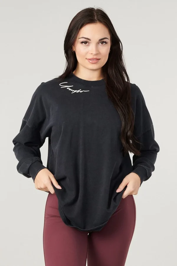 Youngla Tops<W432-Emblem Long Sleeve Tee