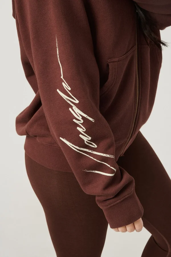 Youngla Outerwear<W519-Emblem Zip Up Hoodie