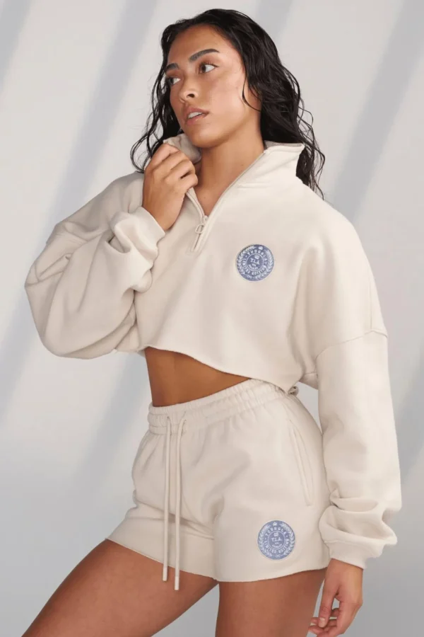 wteddy_crop_quarter_zip_0.webp Youngla Outerwear<W525-Teddy Crop Quarter Zip