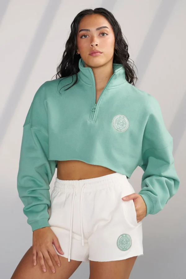 wteddy_crop_quarter_zip_7.webp Youngla Outerwear<W525-Teddy Crop Quarter Zip