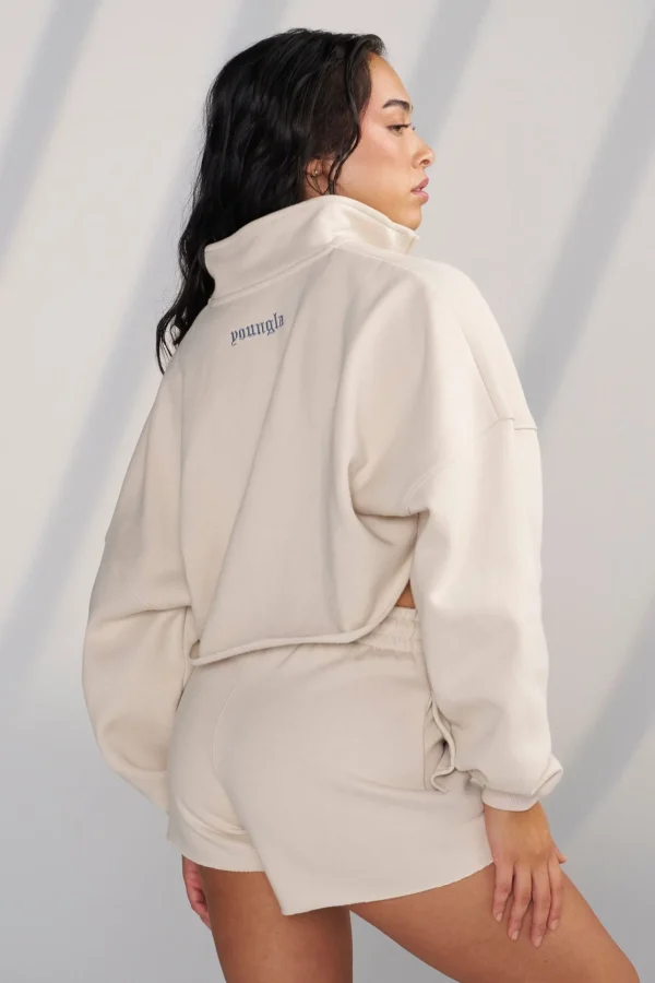 wteddy_crop_quarter_zip_8.webp Youngla Outerwear<W525-Teddy Crop Quarter Zip